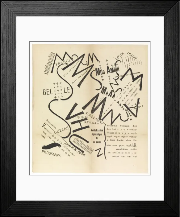 Framed Print : Parole consonanti vocali numeri in Liberta. (I paroliberi Futuristi), 1915 Framed Print : Parole consonanti vocali numeri in Liberta. (I paroliberi Futuristi), 1915