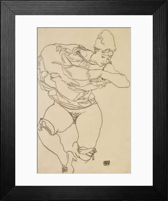 Framed Print : Woman Undressing, 1917. Creator: Schiele, Egon (1890-1918) Framed Print : Woman Undressing, 1917. Creator: Schiele, Egon (1890-1918)