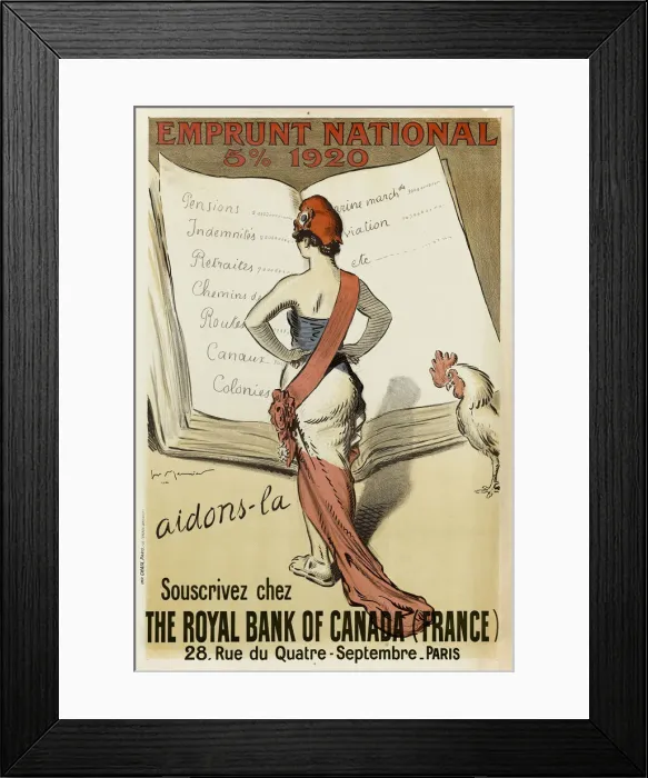 Framed Print : Souscrivez chez The Royal Bank of Canada (France), 1920 Framed Print : Souscrivez chez The Royal Bank of Canada (France), 1920