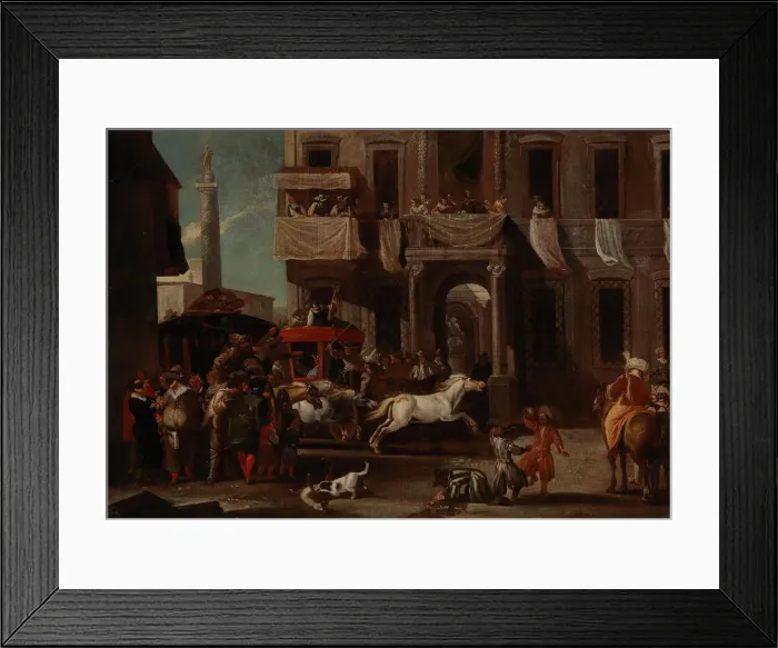 Framed Print : The Race of the Berber Horses in Rome. Creator: Miel, Jan (1599-1664) Framed Print : The Race of the Berber Horses in Rome. Creator: Miel, Jan (1599-1664)