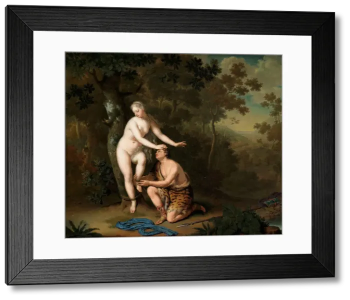 Framed Print : Sylvia freed by Aminta, 1700s. Creator: Mieris, Willem van (1662-1747) Framed Print : Sylvia freed by Aminta, 1700s. Creator: Mieris, Willem van (1662-1747)