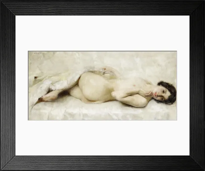 Framed Print : Reclining nude. Creator: Serralunga, Luigi (1880-1940) Framed Print : Reclining nude. Creator: Serralunga, Luigi (1880-1940)