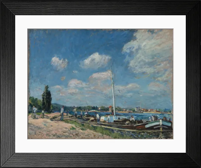Framed Print : Unloading Barges at Billancourt, 1877. Creator: Sisley, Alfred (1839-1899) Framed Print : Unloading Barges at Billancourt, 1877. Creator: Sisley, Alfred (1839-1899)