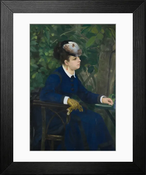 Framed Print : Woman in a Garden (Woman with a Seagull Hat), 1868. Creator: Renoir Framed Print : Woman in a Garden (Woman with a Seagull Hat), 1868. Creator: Renoir