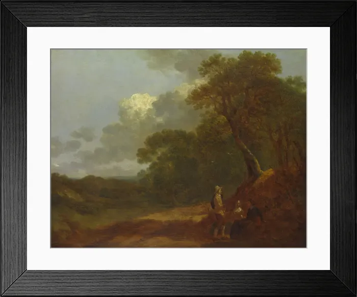 Framed Print : Wooded Landscape with a Man Talking to Two Seated Women, ca. 1745 Framed Print : Wooded Landscape with a Man Talking to Two Seated Women, ca. 1745