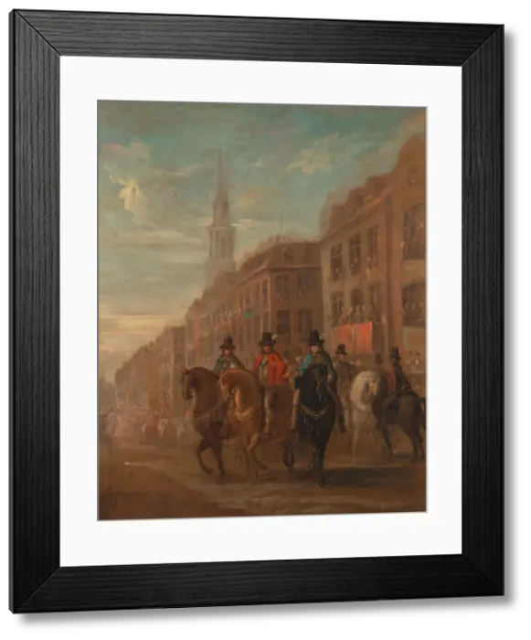Framed Print : Restoration Procession of Charles II at Cheapside, ca. 1745. Creator: William Hogarth Framed Print : Restoration Procession of Charles II at Cheapside, ca. 1745. Creator: William Hogarth