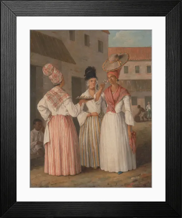Framed Print : A West Indian Flower Girl and Two other Free Women of Color, ca. 1769 Framed Print : A West Indian Flower Girl and Two other Free Women of Color, ca. 1769