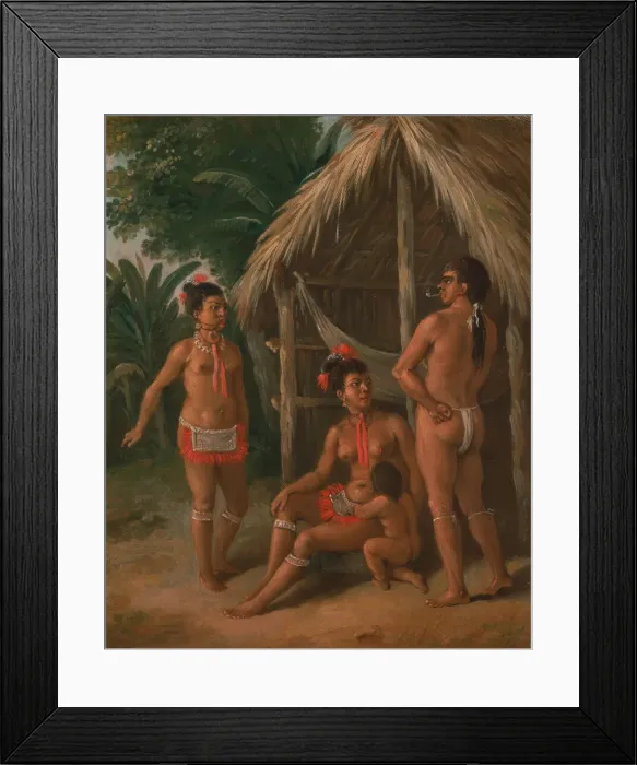 Framed Print : A Leeward Islands Carib family outside a Hut, ca. 1780. Creator: Agostino Brunias Framed Print : A Leeward Islands Carib family outside a Hut, ca. 1780. Creator: Agostino Brunias