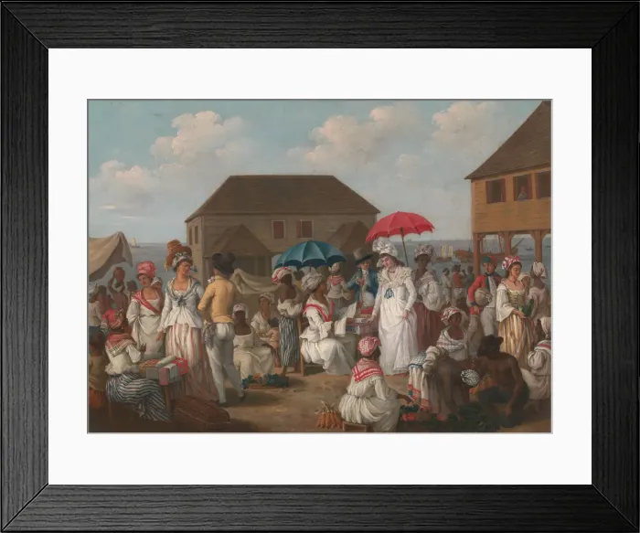 Framed Print : Linen Market, Dominica - A Market Scene, ca. 1780. Creator: Agostino Brunias Framed Print : Linen Market, Dominica - A Market Scene, ca. 1780. Creator: Agostino Brunias