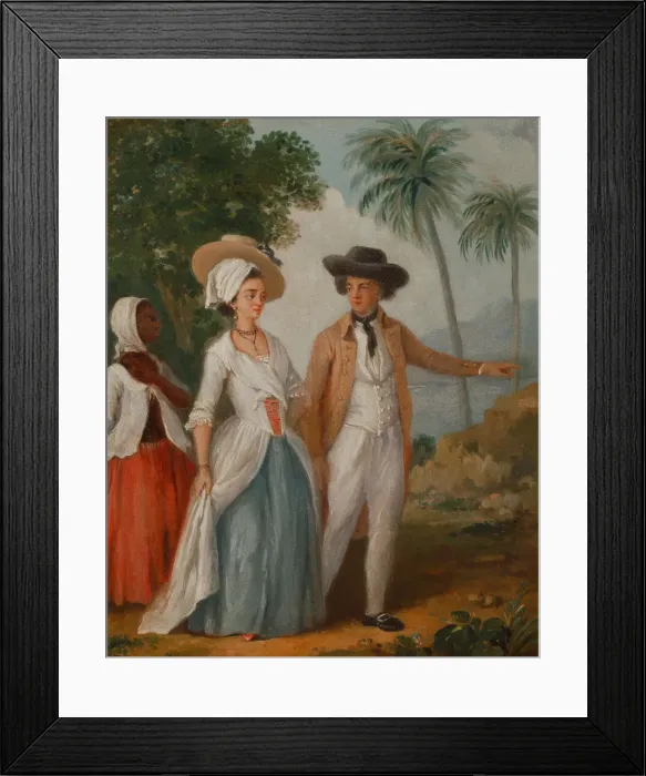 Framed Print : Planter and his Wife, with a Servant; Planter and his wife, attended by a servant, ca Framed Print : Planter and his Wife, with a Servant; Planter and his wife, attended by a servant, ca