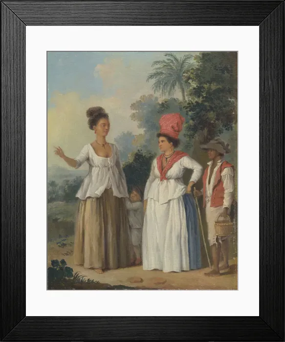 Framed Print : West Indian Women of Color, with a Child and Black Servant, ca. 1780 Framed Print : West Indian Women of Color, with a Child and Black Servant, ca. 1780