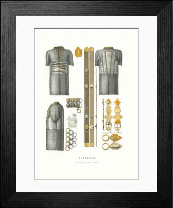 Framed Print : Mail and plate armour. From the Antiquities of the Russian State, 1849-1853 Framed Print : Mail and plate armour. From the Antiquities of the Russian State, 1849-1853