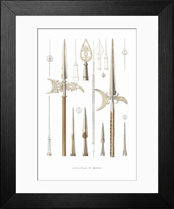 Framed Print : Halberds and spears. From the Antiquities of the Russian State, 1849-1853 Framed Print : Halberds and spears. From the Antiquities of the Russian State, 1849-1853