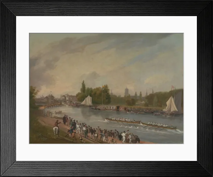 Framed Print : A Boat Race on the River Isis, Oxford, 1822. Creator: John Whessell Framed Print : A Boat Race on the River Isis, Oxford, 1822. Creator: John Whessell