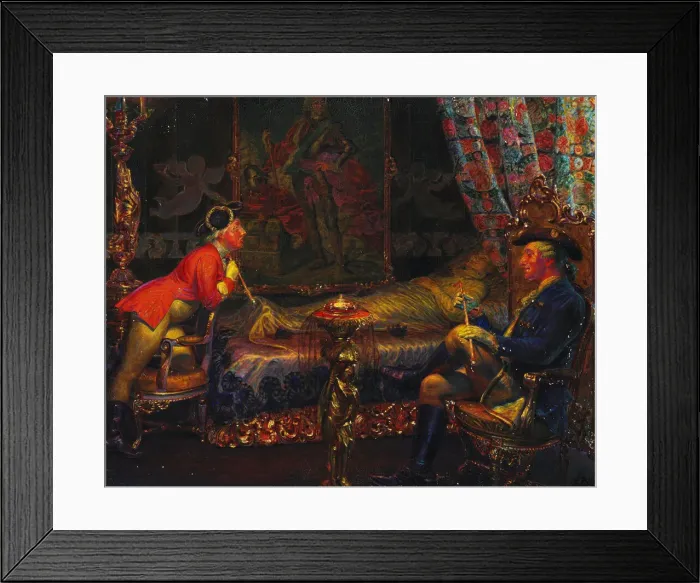Framed Print : Struensee and Caroline Mathilde at the dead body of Queen Sofie Magdalene, 1910 Framed Print : Struensee and Caroline Mathilde at the dead body of Queen Sofie Magdalene, 1910