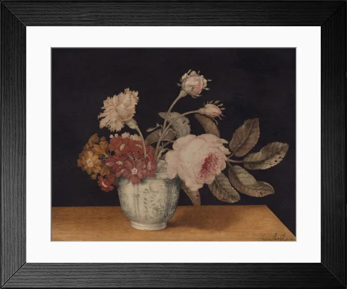 Framed Print : Flowers in a Delft Jar, 1663. Creator: Alexander Marshal Framed Print : Flowers in a Delft Jar, 1663. Creator: Alexander Marshal