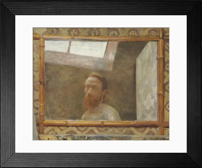 Framed Print : Self-Portrait with a bamboo mirror, c. 1890. Creator: Vuillard, Edouard (1868-1940)