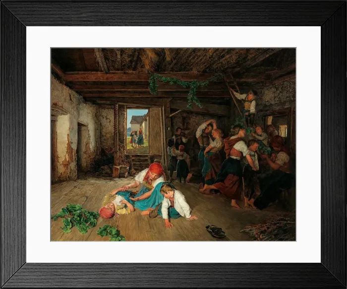 Framed Print : Preparing the Celebration of the Wine Harvest, 1860. Creator: Waldmüller Framed Print : Preparing the Celebration of the Wine Harvest, 1860. Creator: Waldmüller