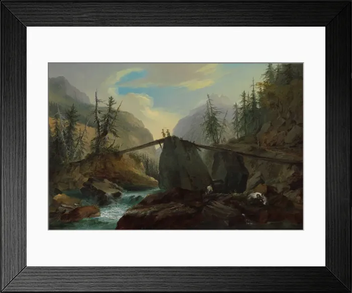 Framed Print : Wooden footbridge over the Lütschine near Gsteig, 1774 Framed Print : Wooden footbridge over the Lütschine near Gsteig, 1774