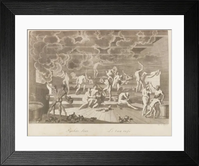 Framed Print : A Russian bathhouse. Les peuples de la Russie ou description des moeurs by Charles de Framed Print : A Russian bathhouse. Les peuples de la Russie ou description des moeurs by Charles de