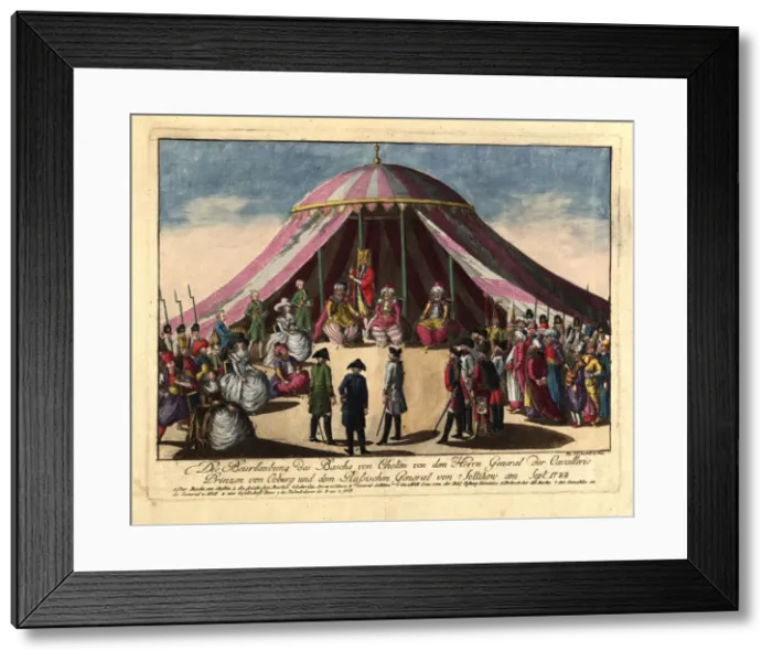 Framed Print : The deposition of the Pasha of Khotyn by the Prince Josias of Saxe-Coburg and General Framed Print : The deposition of the Pasha of Khotyn by the Prince Josias of Saxe-Coburg and General