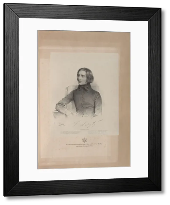 Framed Print : Portrait of Franz Liszt (1811-1886), 1838. Creator: Kriehuber, Josef (1800-1876) Framed Print : Portrait of Franz Liszt (1811-1886), 1838. Creator: Kriehuber, Josef (1800-1876)
