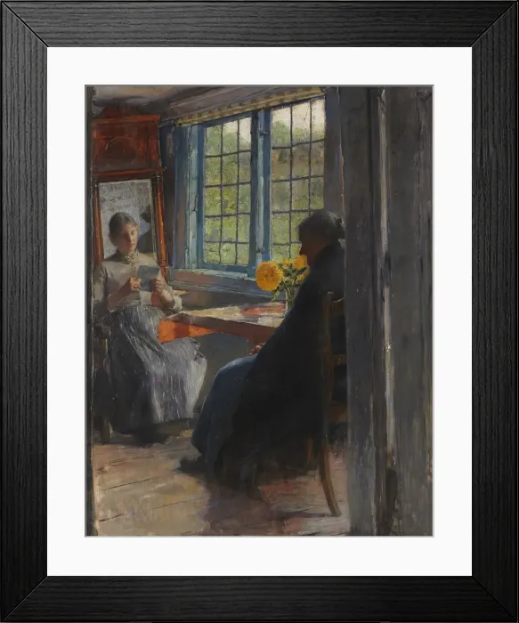 Framed Print : Women at the garden window, c. 1890. Creator: Kuehl, Gotthardt (1850-1915) Framed Print : Women at the garden window, c. 1890. Creator: Kuehl, Gotthardt (1850-1915)