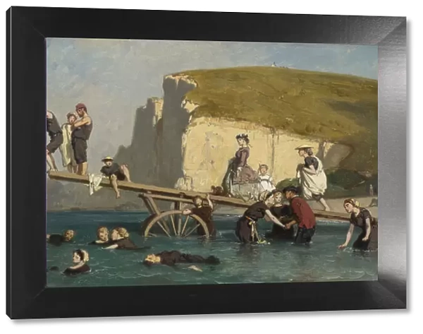 Bathers at Etretat, c. 1858. Creator: Lepoittevin (Le Poittevin)
