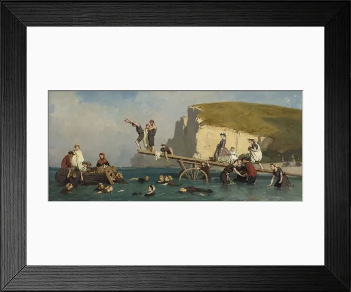 Framed Print : Bathers at Etretat, c. 1858. Creator: Lepoittevin (Le Poittevin) Framed Print : Bathers at Etretat, c. 1858. Creator: Lepoittevin (Le Poittevin)