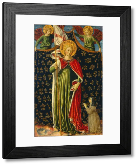 Framed Print : Saint Ursula with Two Angels and Donor, c. 1455 / 1460. Creator: Benozzo Gozzoli Framed Print : Saint Ursula with Two Angels and Donor, c. 1455 / 1460. Creator: Benozzo Gozzoli
