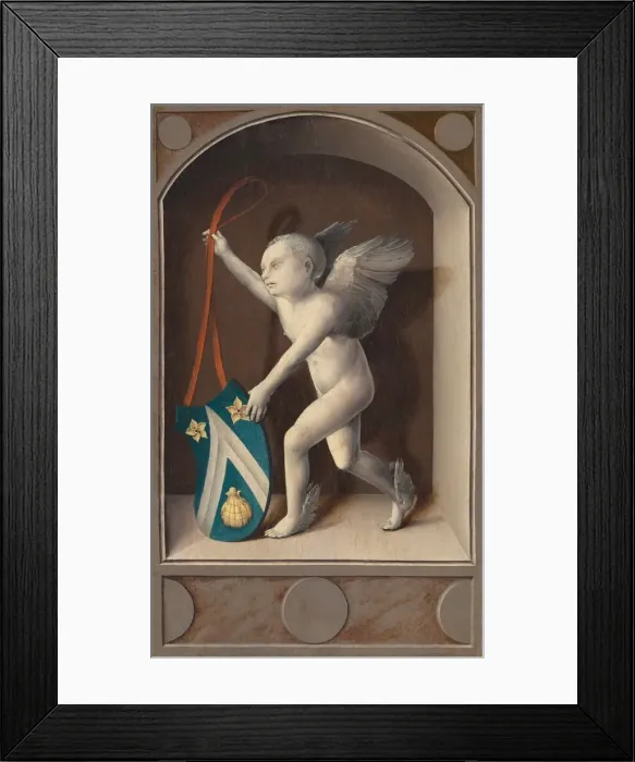 Framed Print : Putto with Arms of Jacques Coene [reverse], c. 1513. Creator: Bernaert van Orley