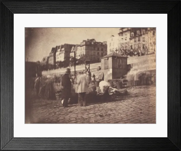 Framed Print : Scene de Marche au Port de l'Hotel de Ville, Paris (Market Scene at the Port of... before Feb 1852. Creator: Charles Negre) Framed Print : Scene de Marche au Port de l'Hotel de Ville, Paris (Market Scene at the Port of... before Feb 1852. Creator: Charles Negre)