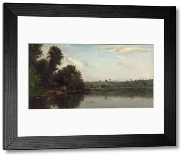 Framed Print : Washerwomen at the Oise River near Valmondois, 1865. Creator: Charles Francois Daubigny Framed Print : Washerwomen at the Oise River near Valmondois, 1865. Creator: Charles Francois Daubigny