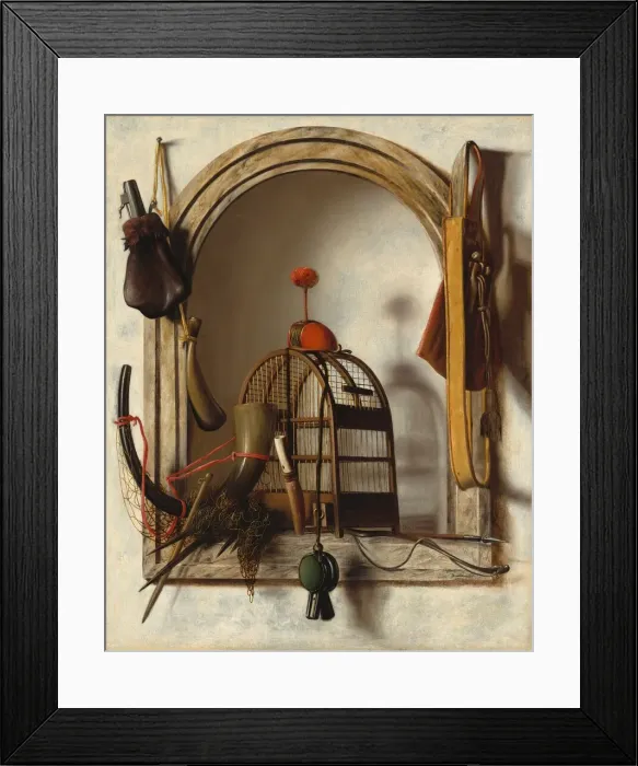 Framed Print : Niche with Falconry Gear, probably 1660s. Creator: Christoffel Pierson Framed Print : Niche with Falconry Gear, probably 1660s. Creator: Christoffel Pierson