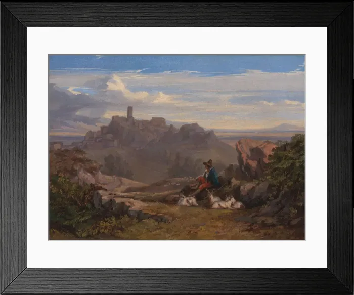 Framed Print : Landscape with Goatherd, ca. 1842. Creator: Edward Lear Framed Print : Landscape with Goatherd, ca. 1842. Creator: Edward Lear