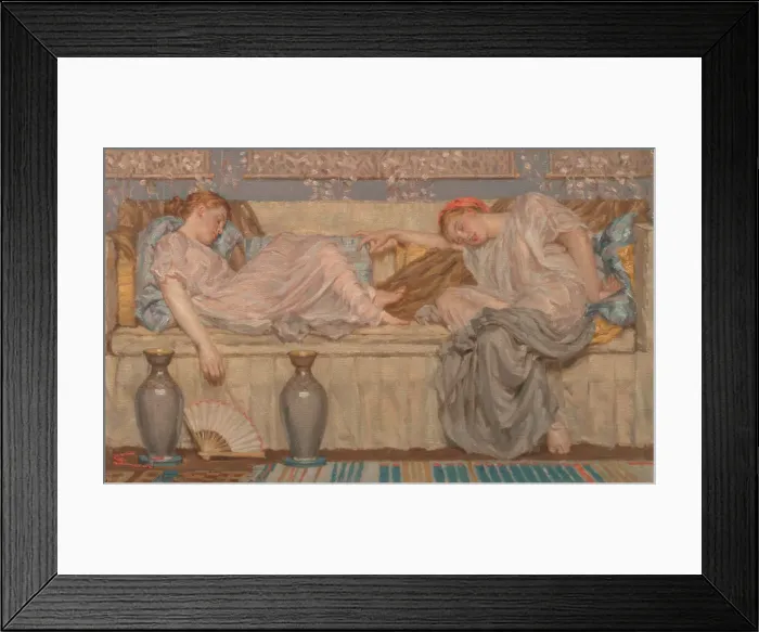 Framed Print : Beads (study); Two Women on a Sofa, 1875, ca. 1875. Creator: Albert Joseph Moore Framed Print : Beads (study); Two Women on a Sofa, 1875, ca. 1875. Creator: Albert Joseph Moore