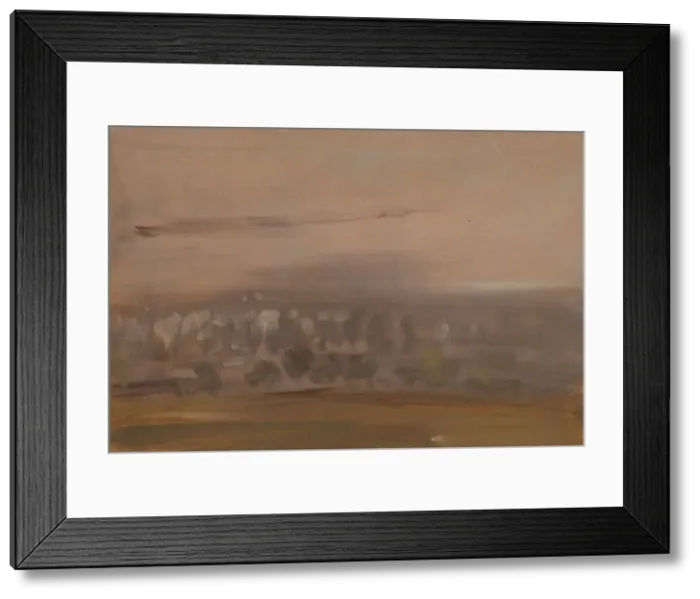 Framed Print : Landscape with Trees on a Slope, early 19th century. Creator: Unknown Framed Print : Landscape with Trees on a Slope, early 19th century. Creator: Unknown