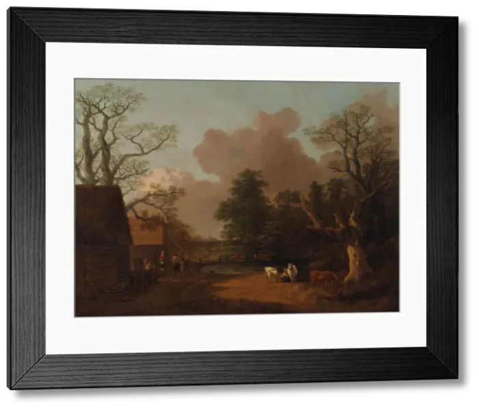 Framed Print : Landscape with Milkmaid, between 1754 and 1756. Creator: Thomas Gainsborough Framed Print : Landscape with Milkmaid, between 1754 and 1756. Creator: Thomas Gainsborough
