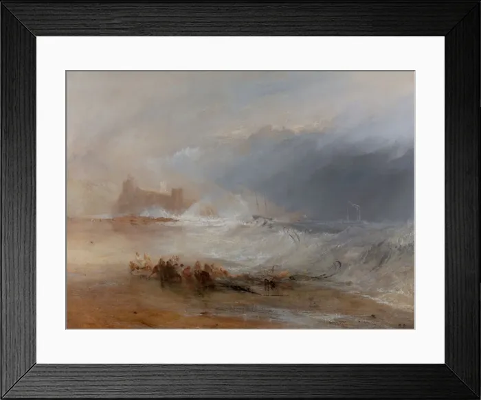 Framed Print : Wreckers -- Coast of Northumberland, with a Steam-Boat Assisting a Ship off Shore Framed Print : Wreckers -- Coast of Northumberland, with a Steam-Boat Assisting a Ship off Shore