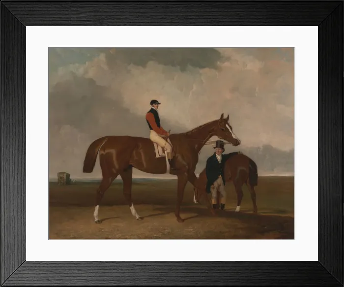 Framed Print : Elis at Doncaster, Ridden by John Day, with his Van in the Background Framed Print : Elis at Doncaster, Ridden by John Day, with his Van in the Background