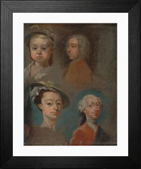 Framed Print : Studies of Heads, ca. 1733. Creator: William Hogarth Framed Print : Studies of Heads, ca. 1733. Creator: William Hogarth