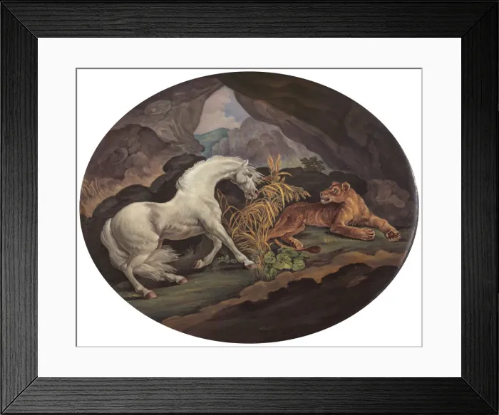 Framed Print : A Horse Frightened by a Lioness, ca. 1800. Creator: Unknown Framed Print : A Horse Frightened by a Lioness, ca. 1800. Creator: Unknown