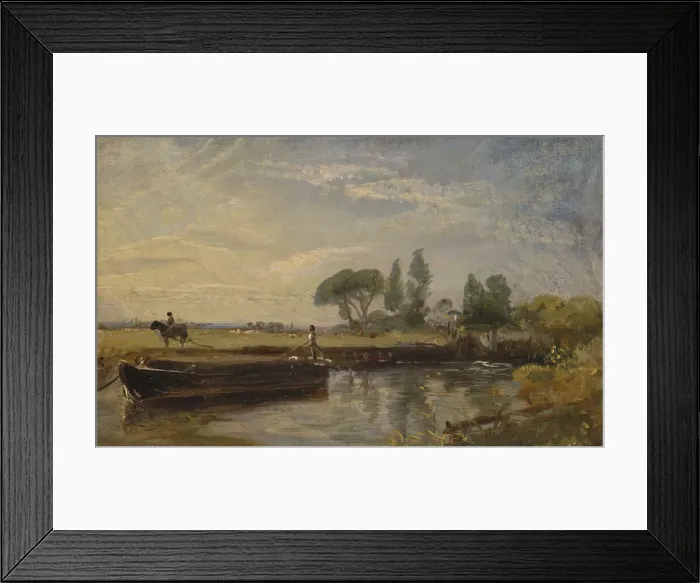 Framed Print : Barge below Flatford Lock, ca. 1810. Creator: John Constable Framed Print : Barge below Flatford Lock, ca. 1810. Creator: John Constable