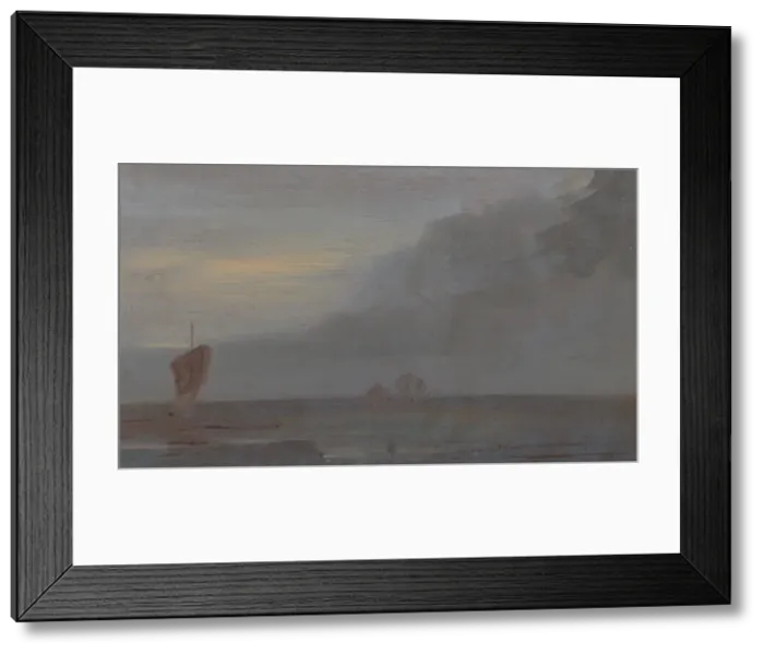 Framed Print : Seapiece with Boats: Evening; Seascape with Boats, Evening, ca. 1815. Creator: Unknown Framed Print : Seapiece with Boats: Evening; Seascape with Boats, Evening, ca. 1815. Creator: Unknown