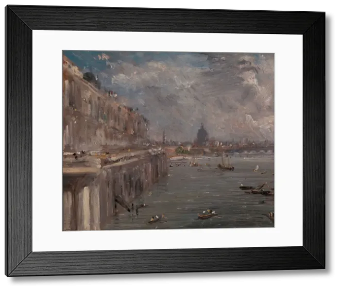Framed Print : Somerset House Terrace from Waterloo Bridge, ca. 1819. Creator: John Constable Framed Print : Somerset House Terrace from Waterloo Bridge, ca. 1819. Creator: John Constable