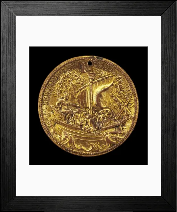 Framed Print : The Queen at the Helm of a Ship in Stormy Seas [reverse], 1615. Creator: Abraham Dupre