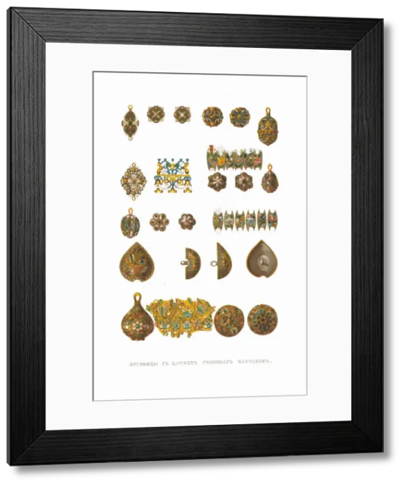 Framed Print : Buttons from Tsars kaftans. From the Antiquities of the Russian State, 1849-1853 Framed Print : Buttons from Tsars kaftans. From the Antiquities of the Russian State, 1849-1853