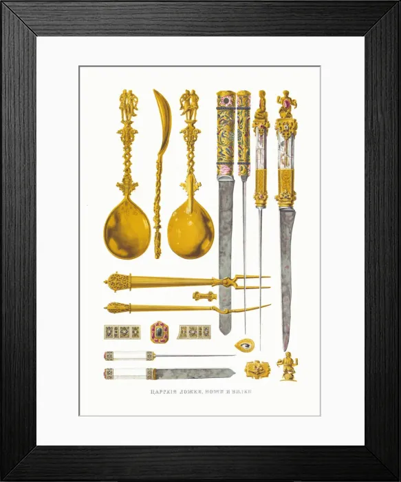 Framed Print : Tsars cutlery. From the Antiquities of the Russian State, 1849-1853