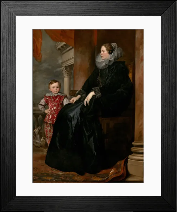 Framed Print : A Genoese Noblewoman and Her Son, c. 1626. Creator: Anthony van Dyck