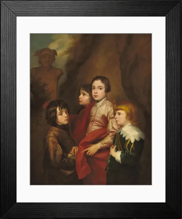 Framed Print : Group of Four Boys, probably mid 17th century. Creator: Anthony van Dyck Framed Print : Group of Four Boys, probably mid 17th century. Creator: Anthony van Dyck